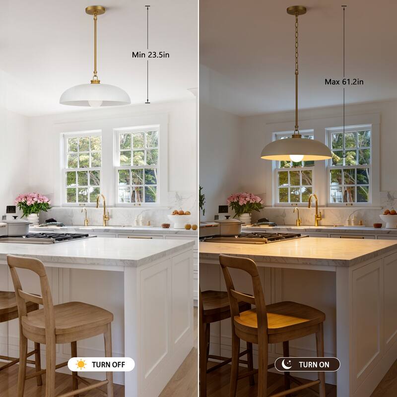 1-Light Farmhouse Metal Dome 15.7inch Kitchen Hanging Pendant Lights