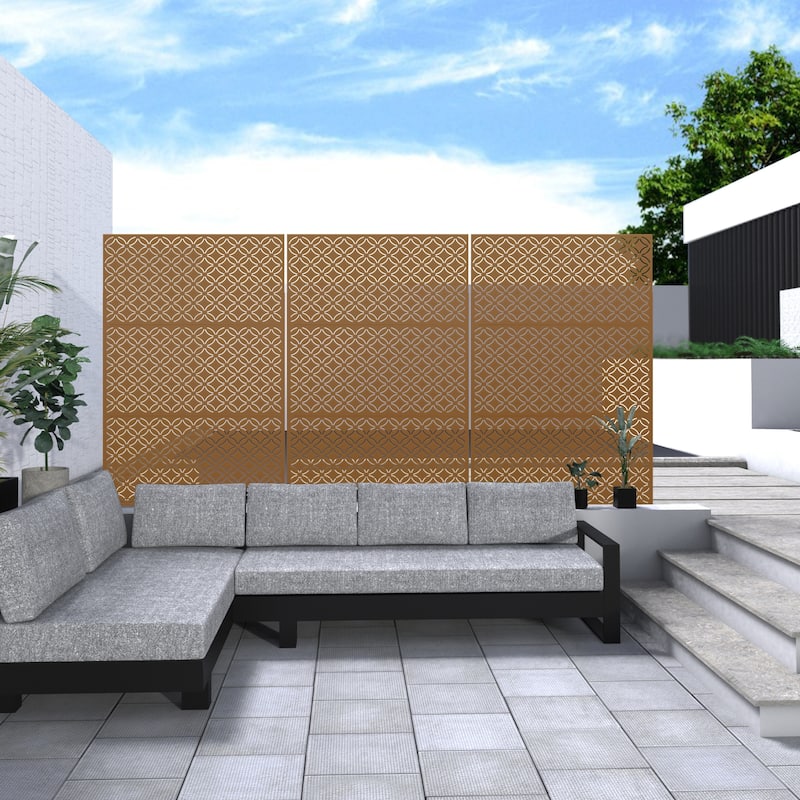 Metal Privacy Screen Wall Decoration Free Standing-6.3 ft. H X 4 ft. W