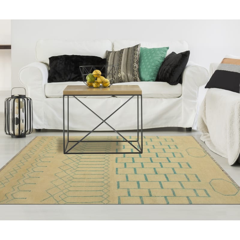 Balochi Adrion Beige/Lt. Green Rug - 3'11" x 5'10"