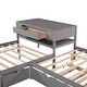 preview thumbnail 6 of 25, Full Size L-shaped Platform Beds with Drawers Linked with Built-in Rectangle Table and Twin Size Trundle.