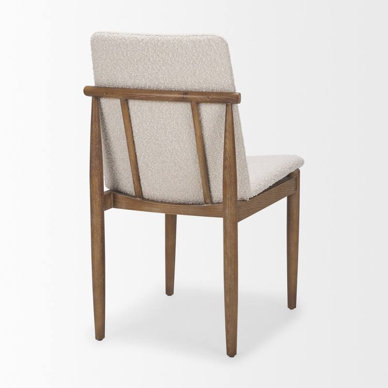 Cavett Cream Boucle Upholstered Seat W/Dark Brown Wood Frame Dining Chair