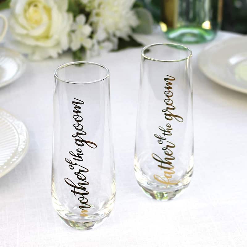 Curata Lillian Rose Mother of The Groom Stemless Wedding Toasting Glass