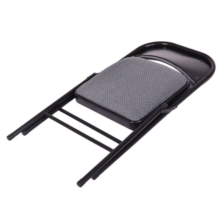 Black Fabric Upholstered Folding Chairs with Padded Seat and Sturdy Metal Frame - 18" x 20" x 30"