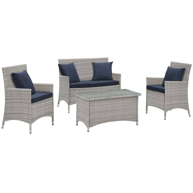 Modway Bridge Rattan 4-piece Outdoor Patio Set with Cushions