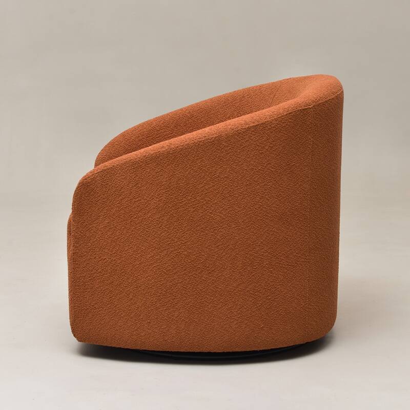KINWELL 32"W Boucle Upholstered Swivel Barrel Accent Armchair