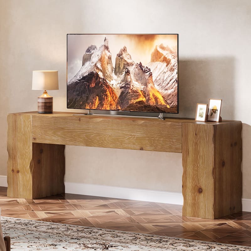 Solid Wood TV Stand for 65 Inches TV, 63 Inches Rustic Media Console - Brown