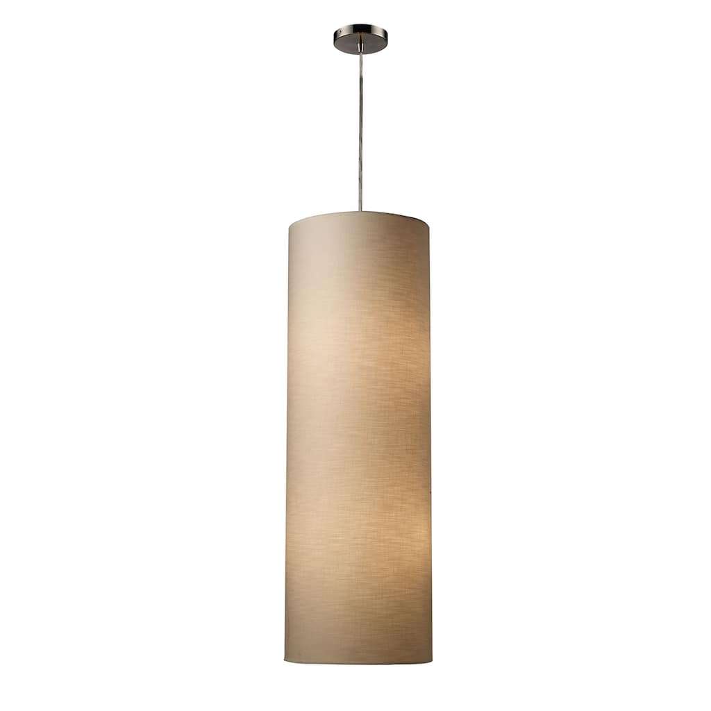Fabric Cylinders 12-inch Wide 4-Light Pendant in Satin Nickel
