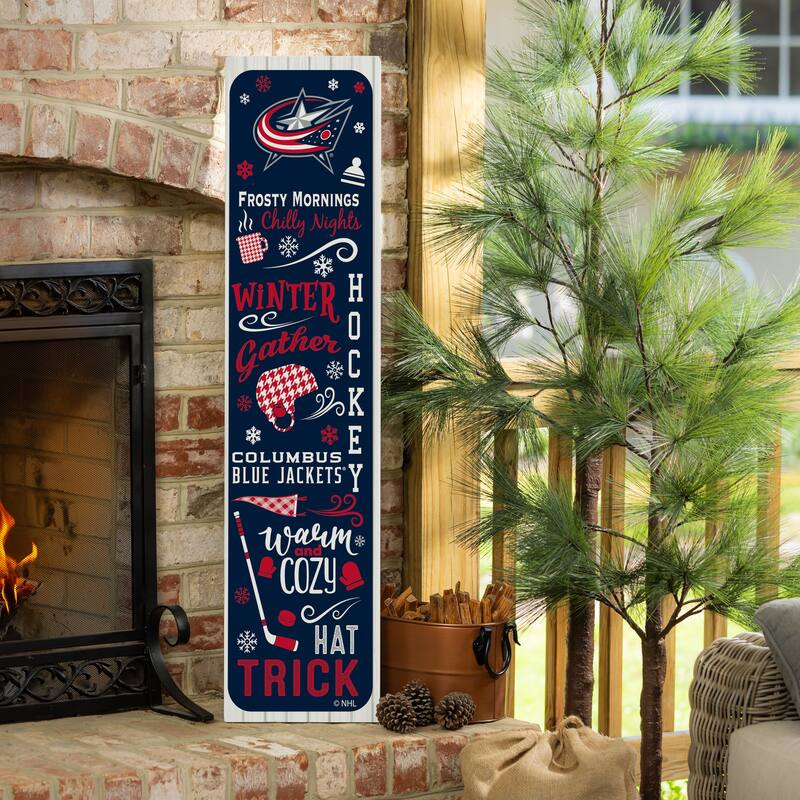 47" Double Sided Seasonal Porch Leaner, Columbus Blue Jackets - 47" x 11.25" - Winter