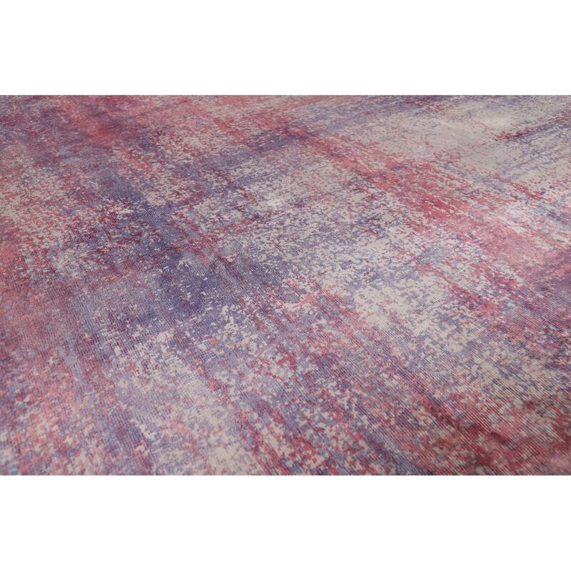 Contemporary Abstract Round Area Rug Handmade Beige Wool Carpet - 6'6" x 6'6"