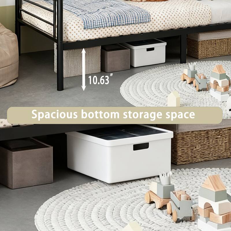 Convertible Twin Over Twin Metal Bunk Bed for Kids Room or Dorm