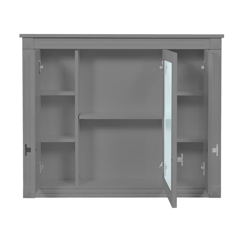 Bathroom Wall Cabinet with Mirror, Wall Mounted Medicine Cabinet with 4 Shelves, Mirrored Door Over Toilet Storage Cabinet