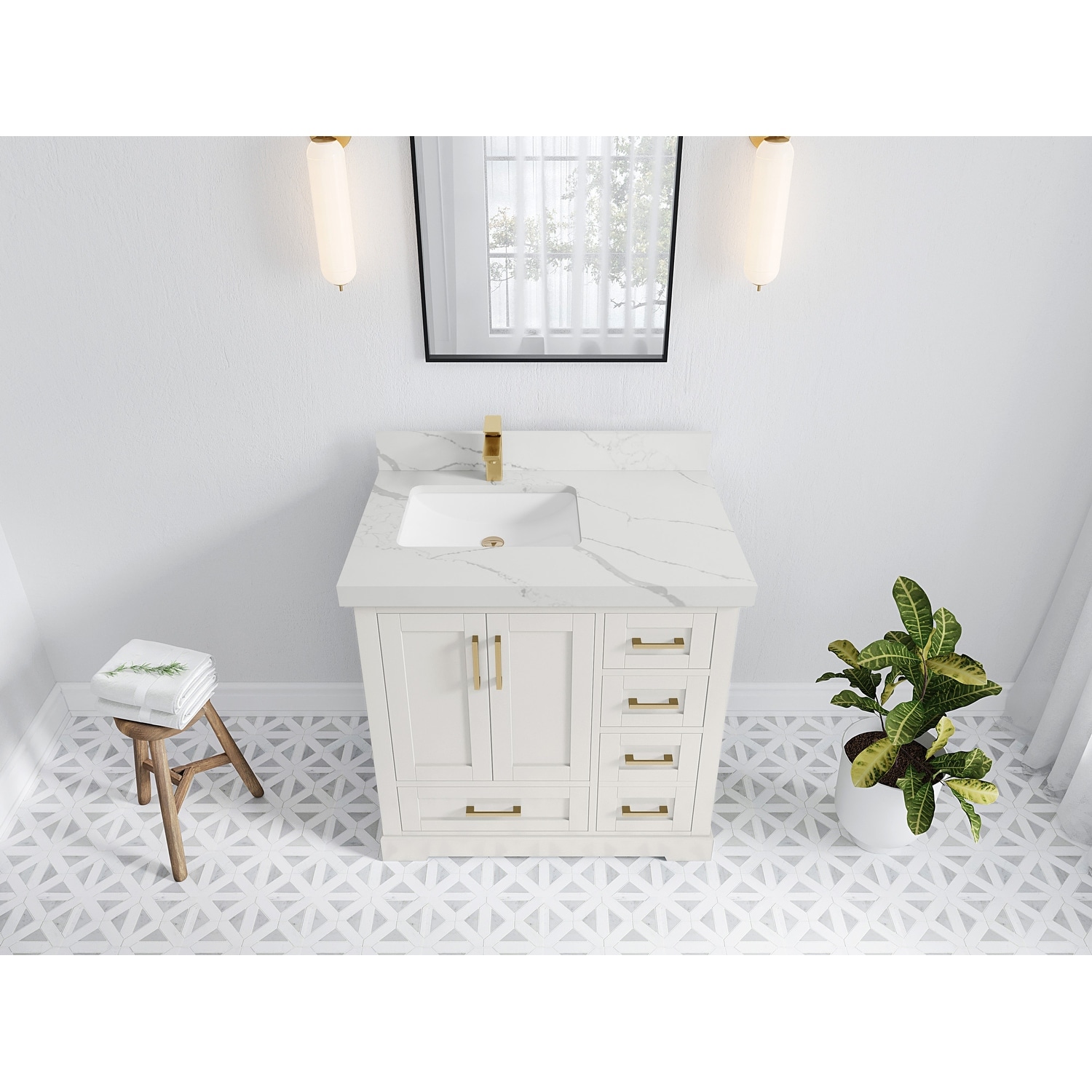 Willow Collections 36 in. W x 22 in. D Boston Left Offset Sink Bathroom Vanity With Counter top