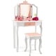 preview thumbnail 4 of 18, Gymax Kid Vanity Set Wooden Makeup Table Stool Tri-Folding Mirror Pink