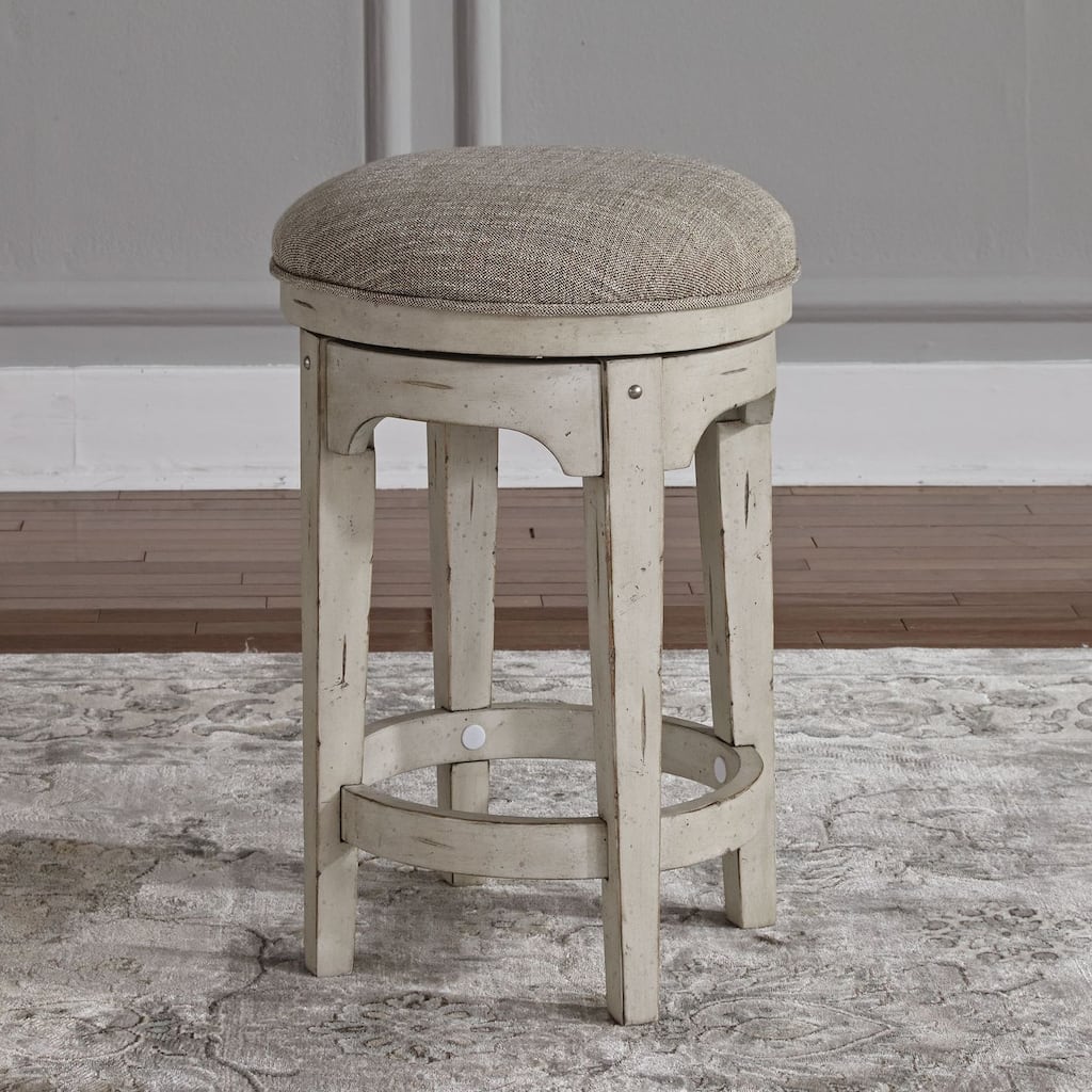 Morgan Creek Antique White Console Swivel Stool