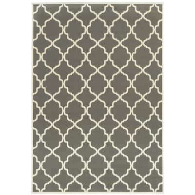 Polk Charcoal Ivory Geometric Outdoor Casual Area Rug