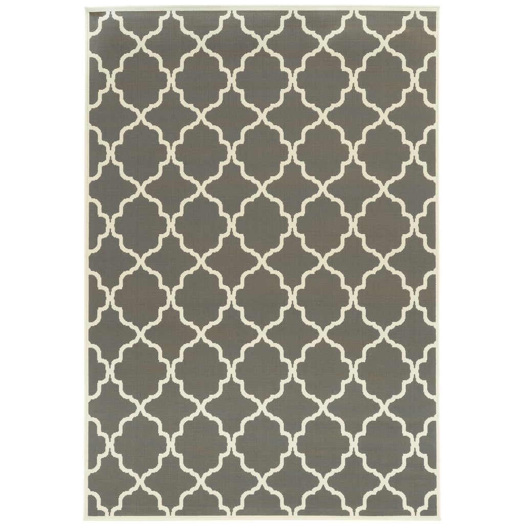 Polk Charcoal Ivory Geometric Outdoor Casual Area Rug