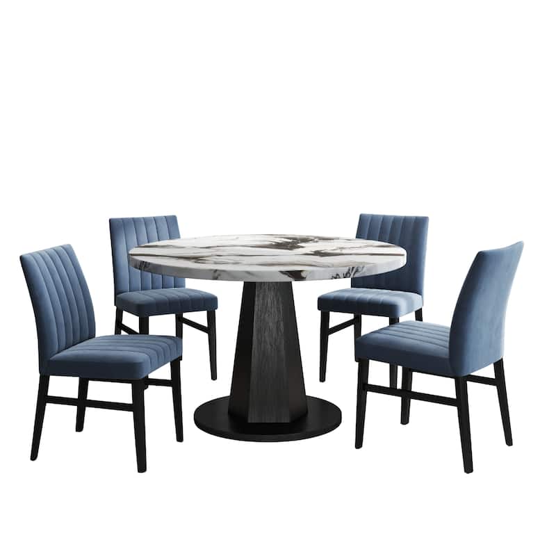 Roundhill Furniture Cavira 5-Piece Round Modern Dining Set