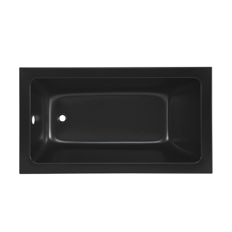 Voltaire 54"X30" Reversible Drain Drop-In Bathtub In Matte Black - 54x30 Reversible