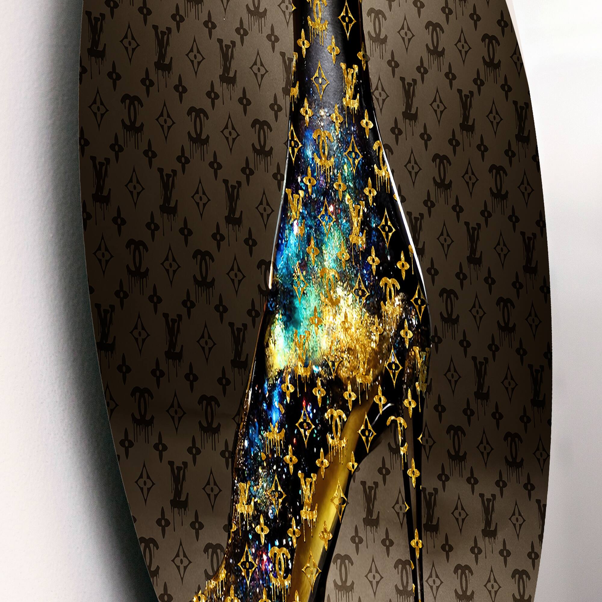 Designart 'Luxurious Stilettos V' Glam Metal Round Wall Art Bed Bath