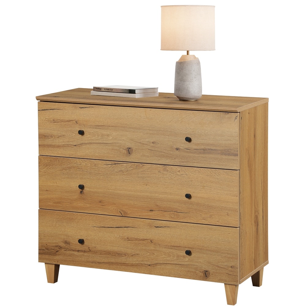 WAMPAT 3 Drawer Nightstand for Bedroom, 35 Inches Wide