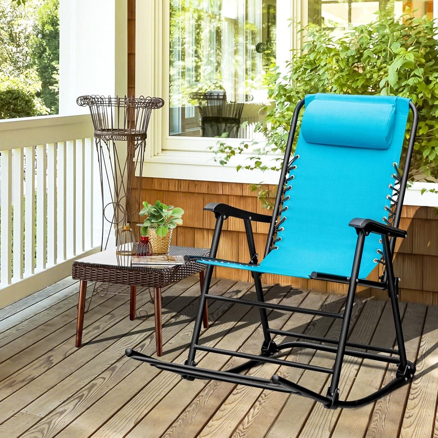 Folding Rocking Chair, Zero Gravity Rocking Camping Chair - Bed