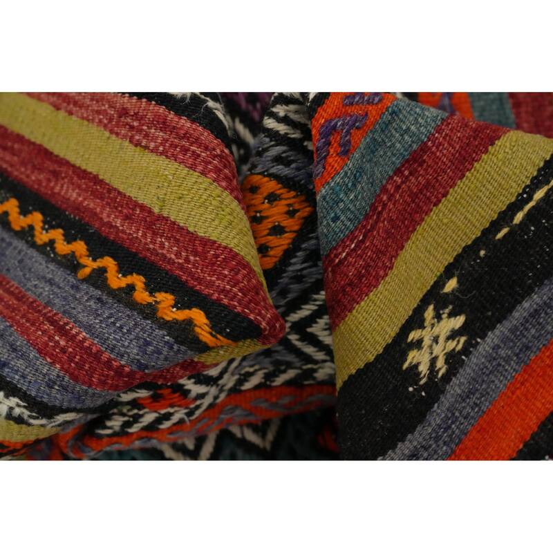 Hand Woven Oriental 100% Wool Carpet Southwestern Tribal Multi-Colored Kilim Area Rug - 8' 8'' X 5' 10''