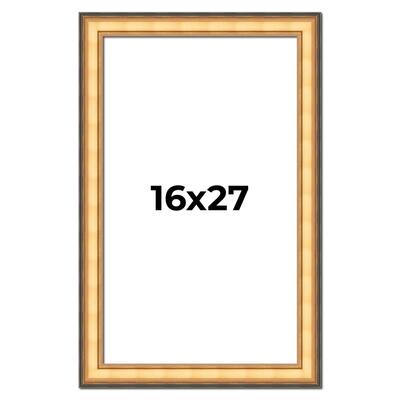 16x27 Frame Gold Plein Aire Solid Wood Picture Frame Width 2 Inches |