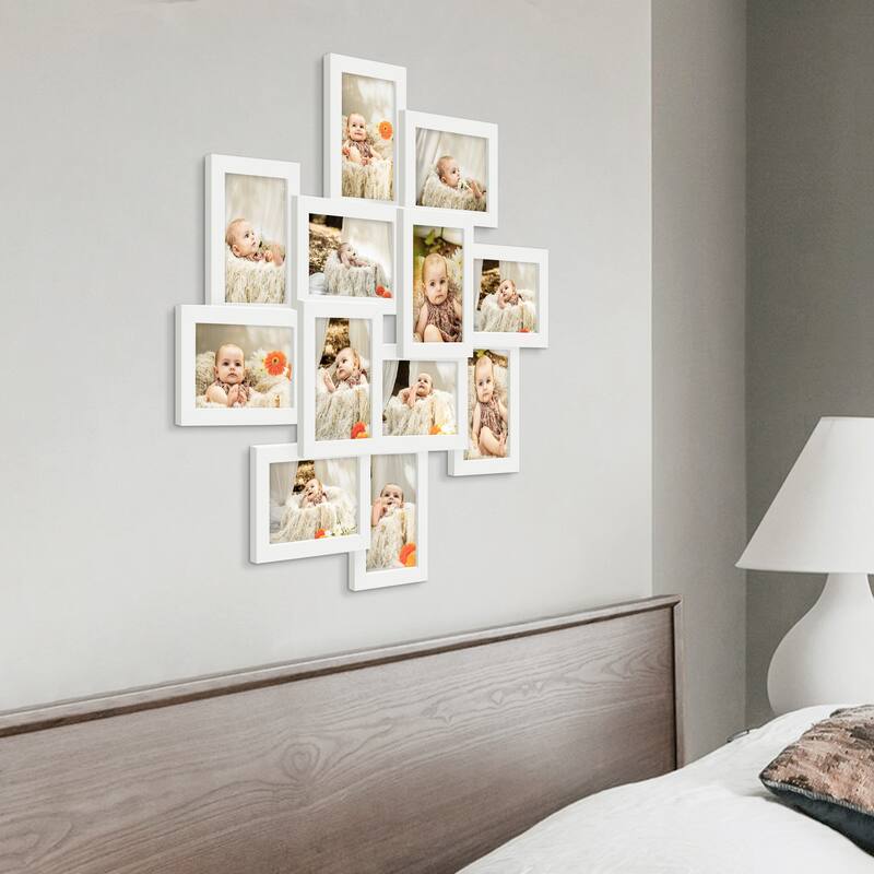 HELLO LAURA 12 Opening 4 x 6" White Collage Wall Picture Frame