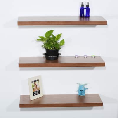 Set of 3 Modern and Contemporary JD Walnut Floating Shelves - 9.25*31.5*1.5 inches