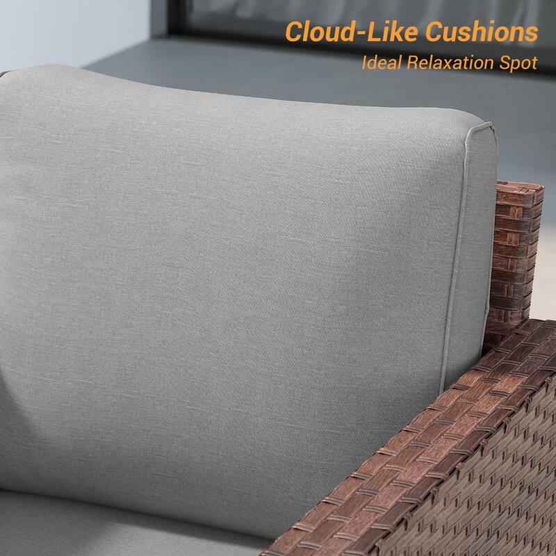 Livoosun Patio Outdoor Couch,3-Seater Furniture with Removable Cushion