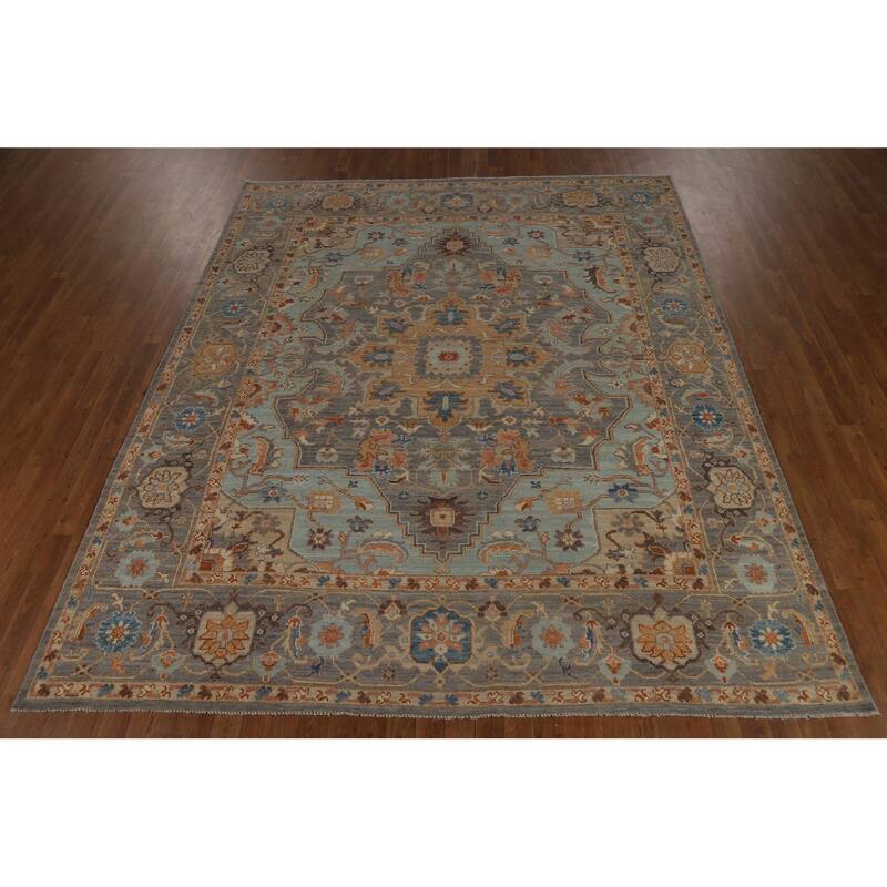 Vegetable Dye Oushak Turkish Area Rug Hand-Knotted Wool Carpet - 8'2" x 9'8"