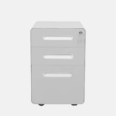 ApexDesk 3-Drawer Metal Mobile File Cabinet with Locking Keys & Casters