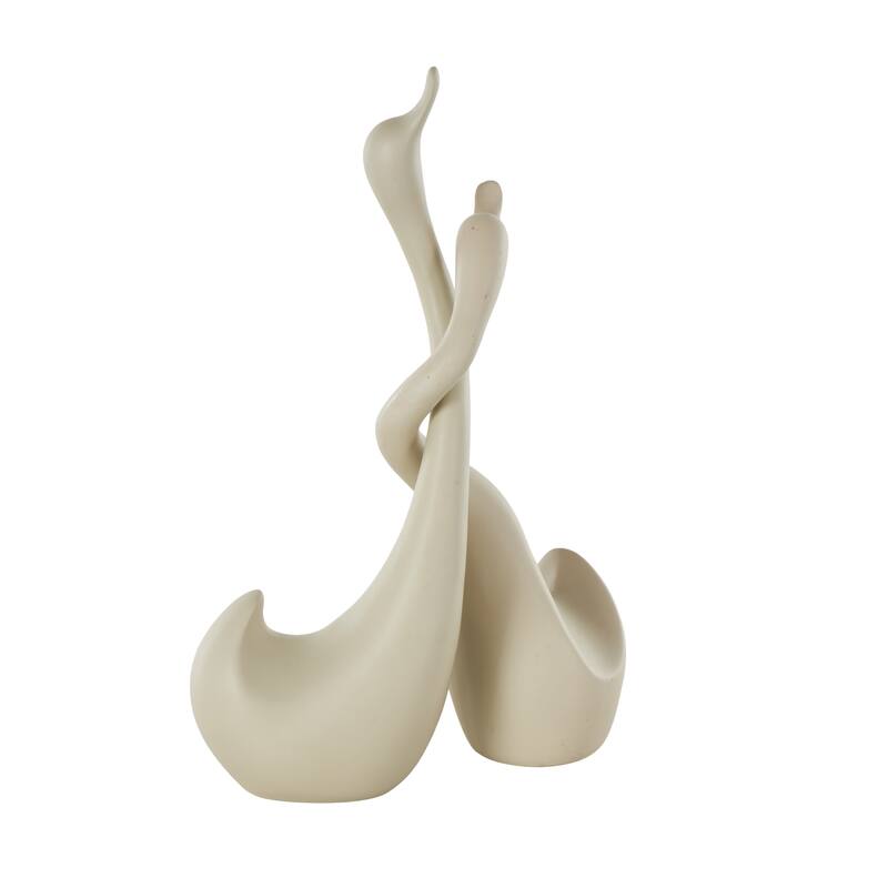 Beige Ceramic Intertwined Swan Decorative Sculpture (Set of 2)