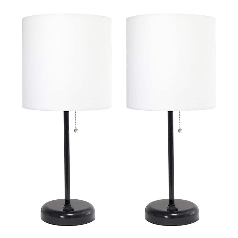 Simple Designs 19.5" 2 Pack Table Desk Lamp Set with Charging Outlet - 19.50