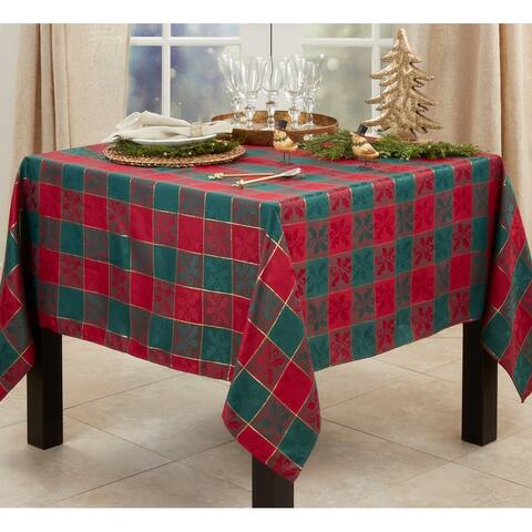 Holiday Tablecloth With Plaid Design