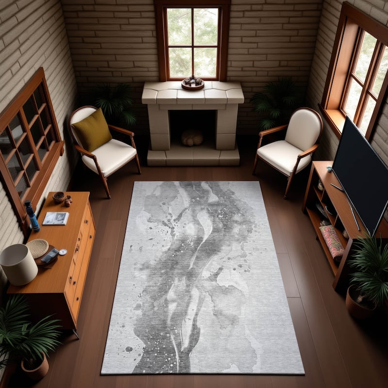 Premium Washable Super Soft Abstract Glam Mayfield Rug - Gray - 5' x 7'6"