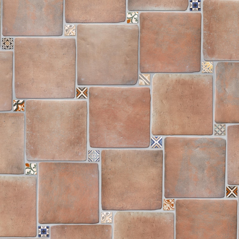 Merola Tile Benisa Marelle Cotto with Paladio Taco 11-7/8" x 14" Porcelain Floor and Wall Tile - Case (22 Tiles)