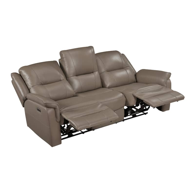 Kaelin 81.5" Top Grain Leather Rectangle Power Double Reclining Sofa
