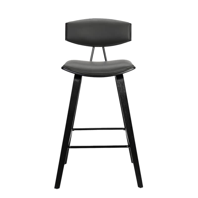 Faux Leather Saddle Bar Stool with Iron Frame and Low Back Support - 19” x 16” x 38” (D x W x H)