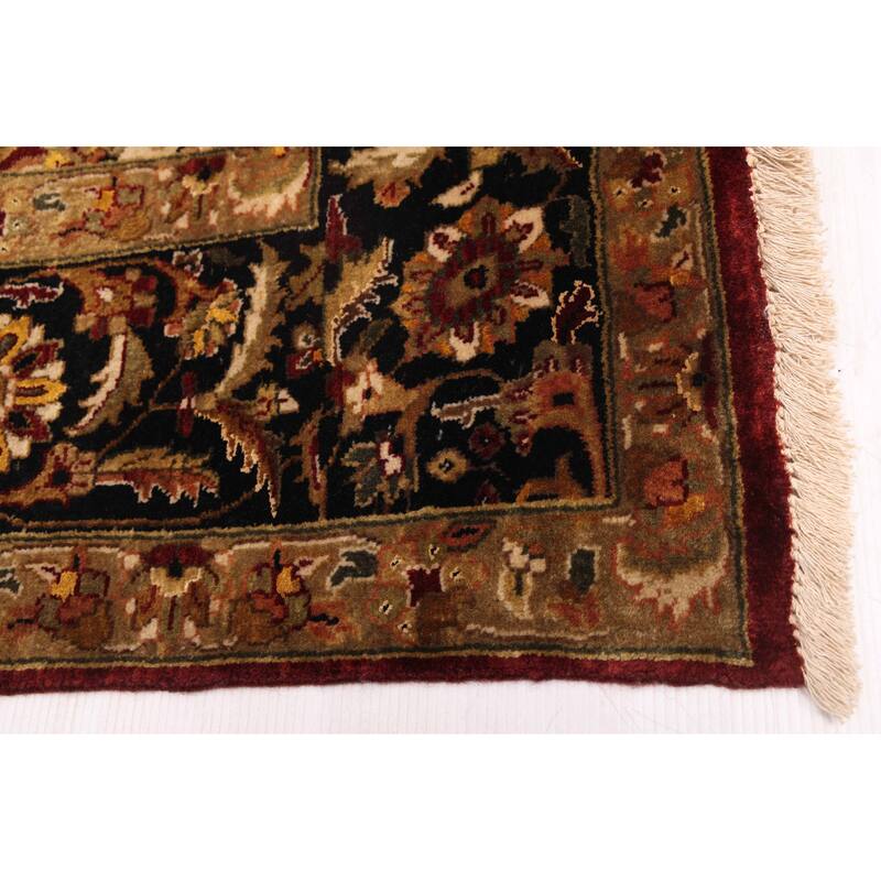 ECARPETGALLERY Hand-knotted Mirzapur Dark Red Silk, Wool Rug - 5'10 x 8'10