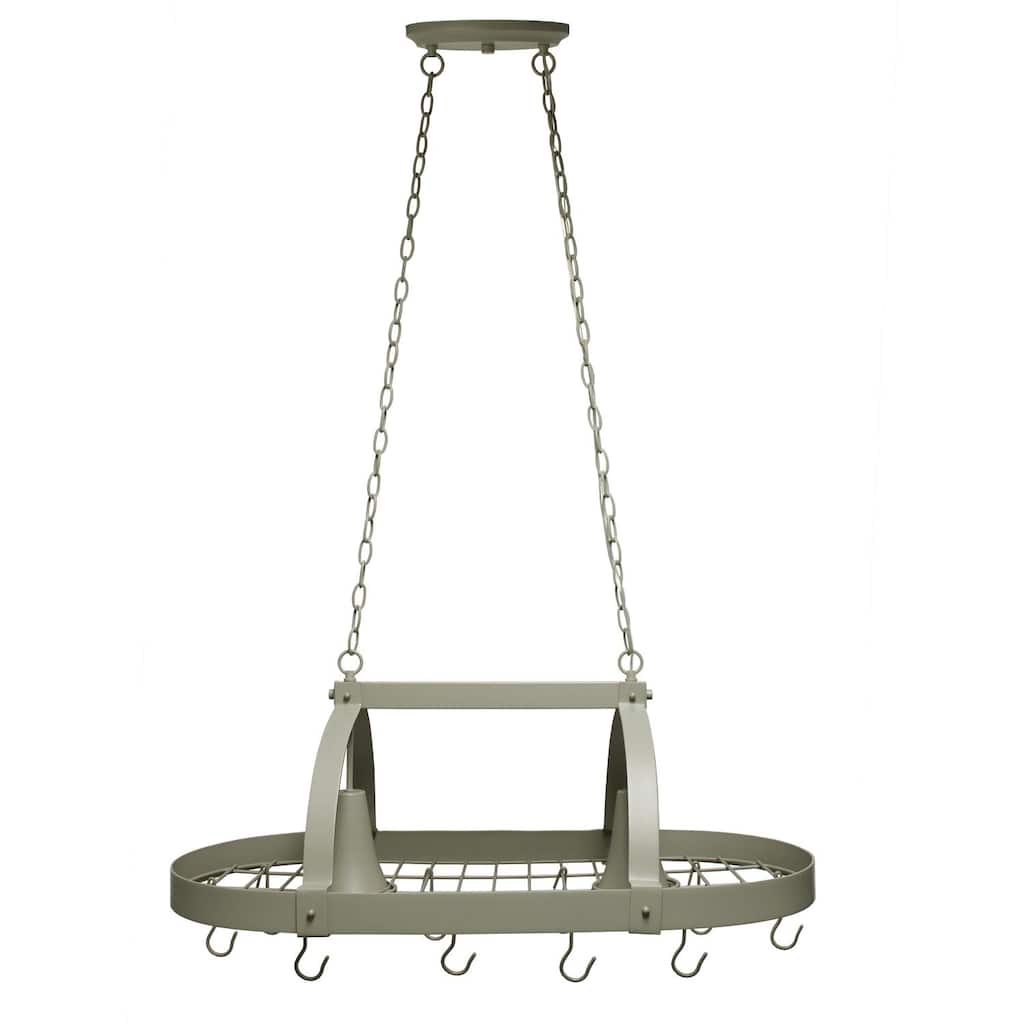 2-Light Kitchen Pot Rack with Downlights - 35.5" - Slate Gray