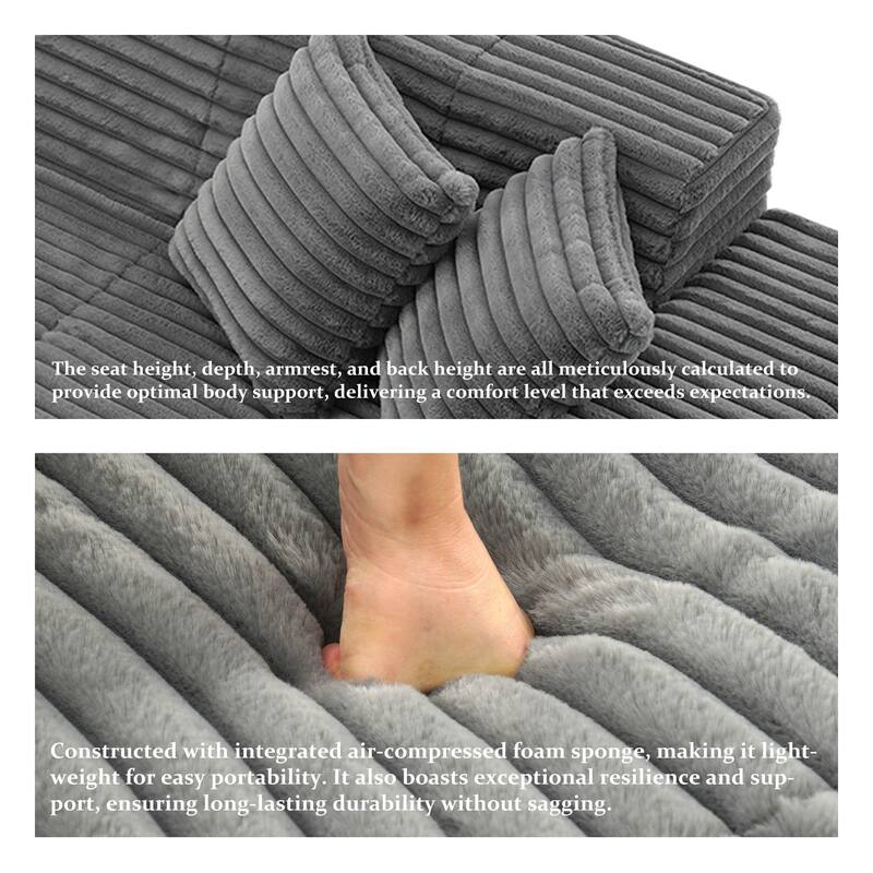 32" W No Assembly Required Plush Corduroy Chaise