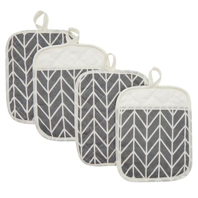 Bohemian Style Pot Holders Hot Pads for Kitchen Counter and Pan Handles 7 x 8.5 In 4 Pack