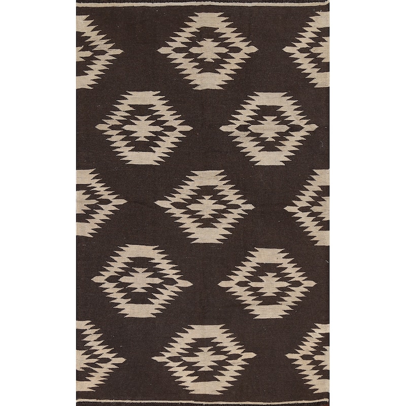 Natural Dye Kilim Tribal Geometric Oriental Wool Area Rug Flat-weave - 4'7" x 7'3"