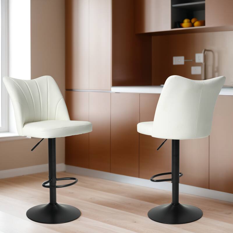 Swivel Bar Stools Set of 2, Counter Height Bar Stools with Back, Armless Upholstered Kitchen Stool Island with Footstool