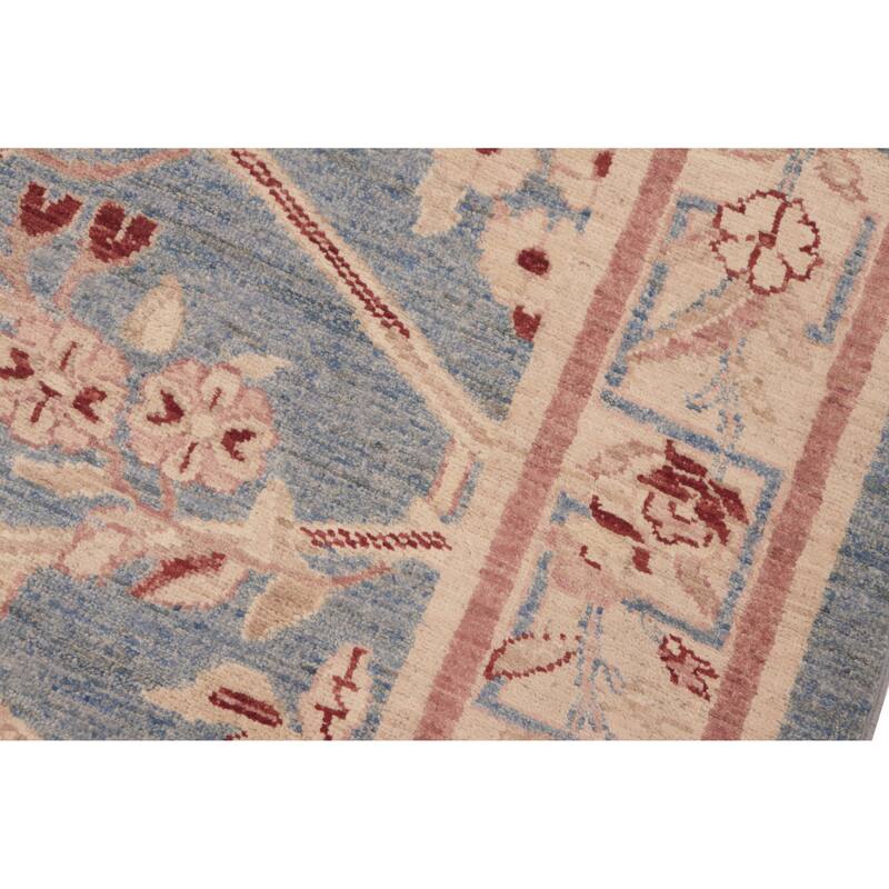 Hexagonal Trellis Floral Hand-Knotted Wool Area Rug