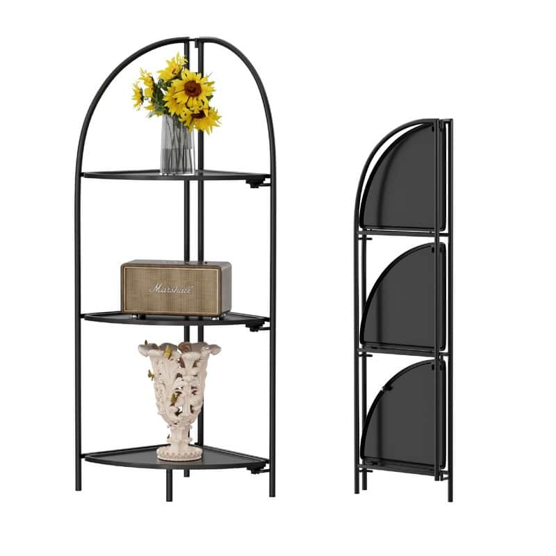 Metal Corner Plant Stand - 14.2"D x 13.8"W x 43.3"H - Black Frame