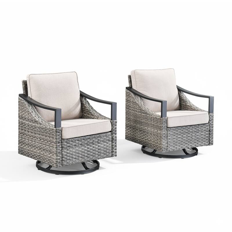 Pocassy Outdoor Patio Swivel Glider Chairs with Cushion