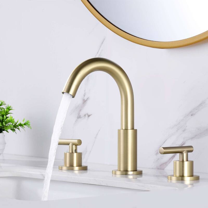 8 Inch Widespread Bathroom Sink Faucet 3 Holes Bathroom Faucet Double Handle Modern Basin Vanity Faucets Deck Mounted - Brushed Gold