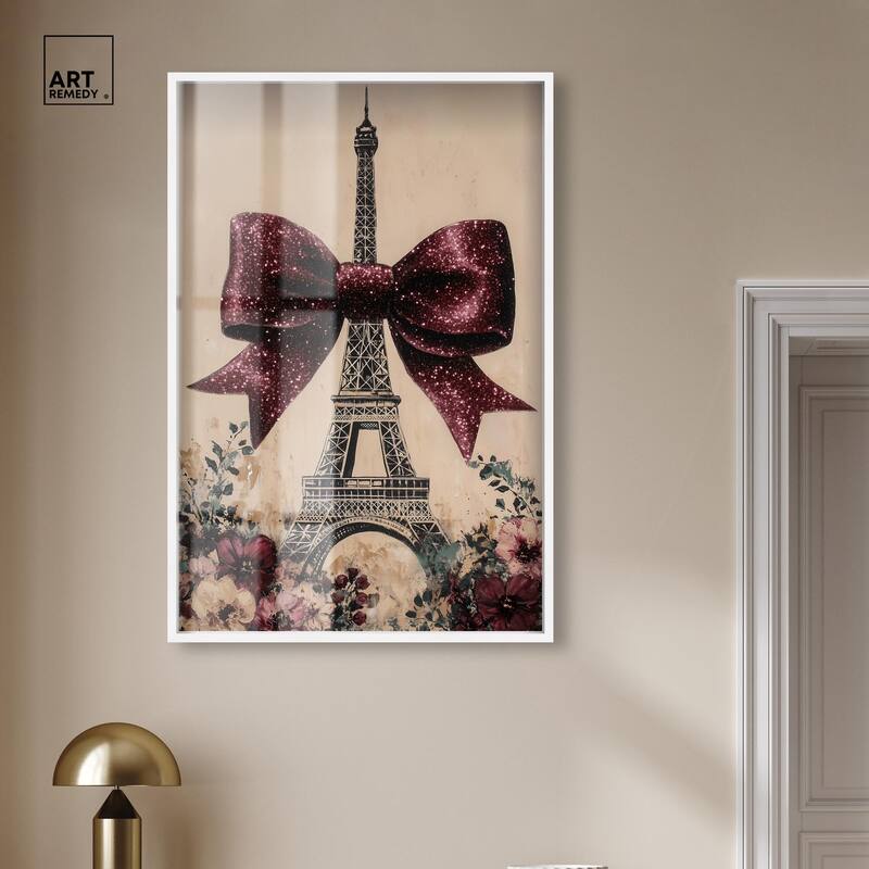 Sparkling Bow Eiffel Tower Shadowbox by Art Remedy